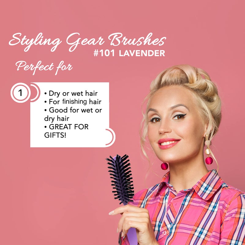 Styling Gear Detangling Hair Brush Nylon Bristles 7 Row Teasing Womens Brush For Thick Hair Small Travel Hairbrush Brush For Hair 1 Pcs. (Lavender) - Image 3